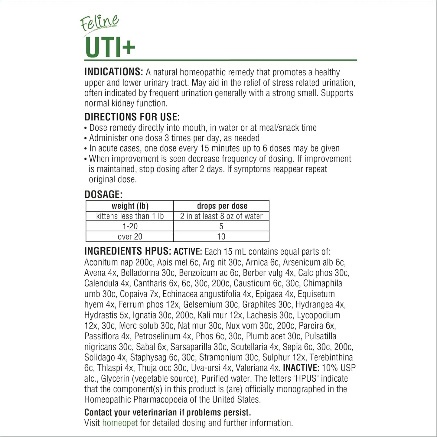 Feline UTI Support Drops – Natural Urinary Tract Formula for Cats (15ml)