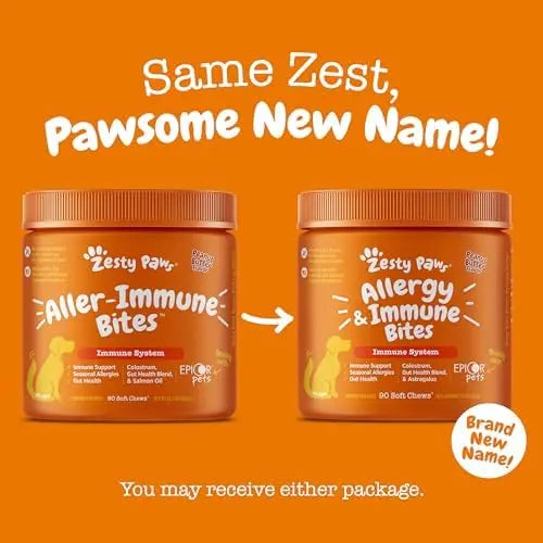 Zesty Paws Allergy & Immune Bites, Soft Chews Treats for Dogs’ Gut & Immune Health