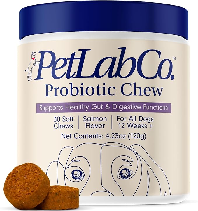 Dog Probiotic Soft Chews – Digestive, Gut & Allergy Support | Salmon Flavor (30 Count)