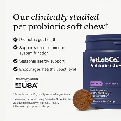 Dog Probiotic Soft Chews – Digestive, Gut & Allergy Support | Salmon Flavor (30 Count)