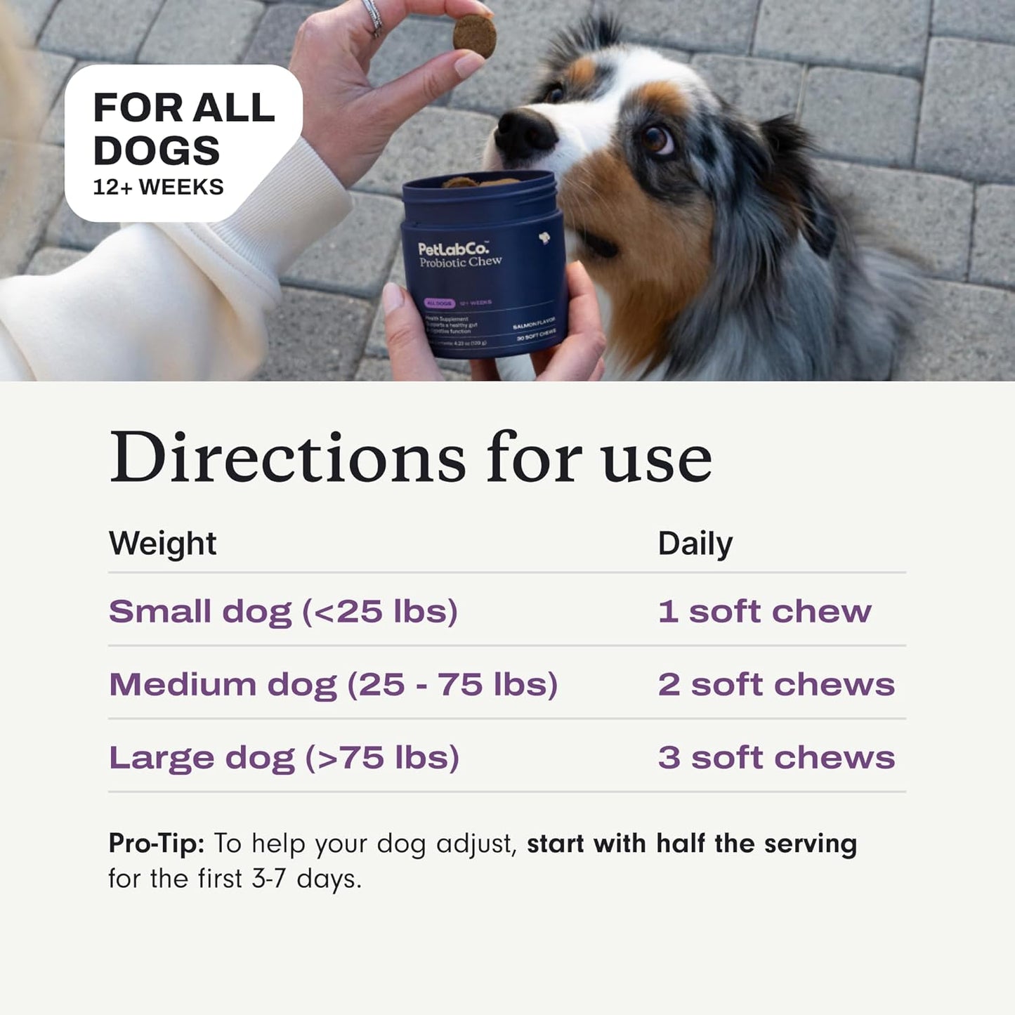 Dog Probiotic Soft Chews – Digestive, Gut & Allergy Support | Salmon Flavor (30 Count)