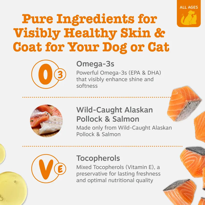 Wild Alaskan Omega-3 Blend Salmon Oil for Dogs & Cats